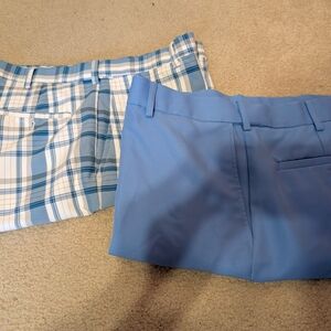 Men's Blue and Plaid Golf Shorts Set, Dress Shorts, Pro Tour, Haggar, S 36, EUC